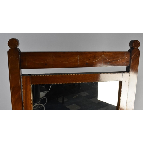 538 - An Edwardian Mahogany Cheval Mirror having Inlaid Stringing on Acanthus Carved Cabriole Supports Ext... 