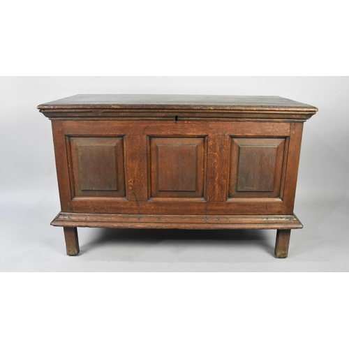 539 - An 18th/19th Century Oak Coffer, the Hinged Lid over Three Inverted Panels and Moulded Apron on Squa... 