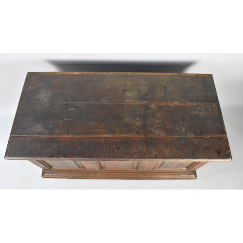 539 - An 18th/19th Century Oak Coffer, the Hinged Lid over Three Inverted Panels and Moulded Apron on Squa... 