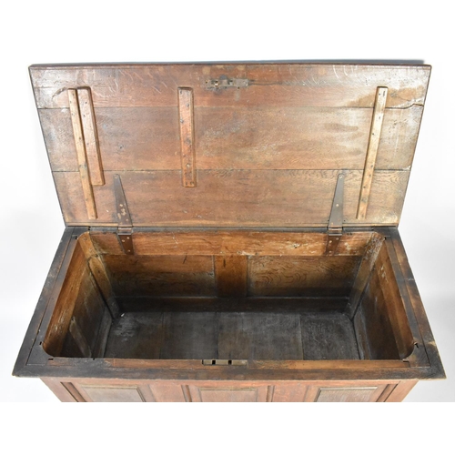 539 - An 18th/19th Century Oak Coffer, the Hinged Lid over Three Inverted Panels and Moulded Apron on Squa... 