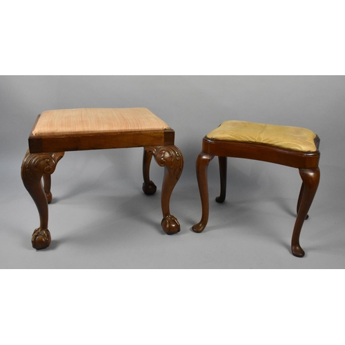 540 - A 19th century Mahogany Dressing Stool having Acanthus Cabriole Extending to Ball and Claw Feet toge... 