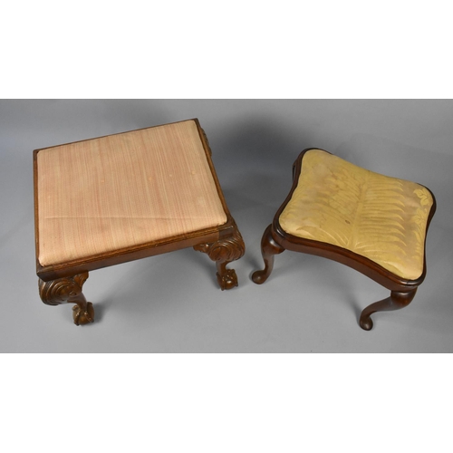 540 - A 19th century Mahogany Dressing Stool having Acanthus Cabriole Extending to Ball and Claw Feet toge... 