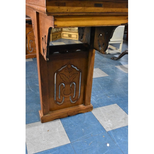 544 - A Late 20th Century Large Chinese Stained Wood Console/Altar Table with Pierced Apron and Supports, ... 