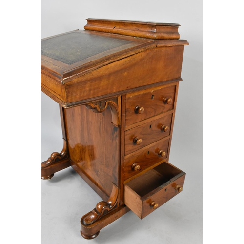 60 - A Late 19th Century Walnut Davenport, Sloping Front Opening to Reveal Fitted Store, Four Side Drawer... 