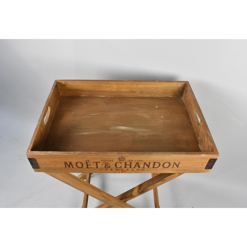 91 - A Reproduction Butlers Tray on Stand Inscribed for Moet and Chandon and Veuve Clicquot Champagne, 65... 