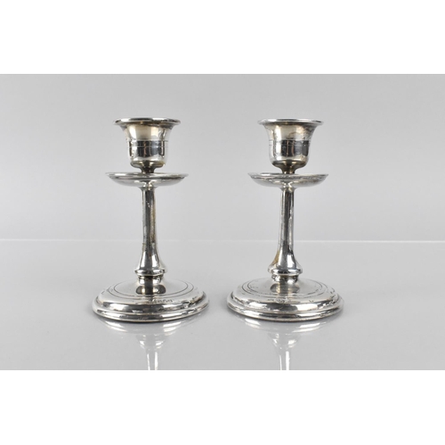 392 - A Pair of George V Silver Candlesticks by Walker & Hall, the Sticks with Drip Drip Tray, Tapering Su... 