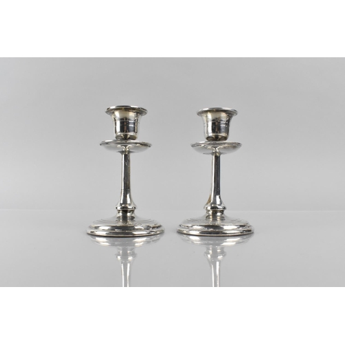 392 - A Pair of George V Silver Candlesticks by Walker & Hall, the Sticks with Drip Drip Tray, Tapering Su... 