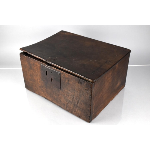 22 - An 18th Century Welsh Elm Bible Box with Hinged Lid, 39x29x21cm High