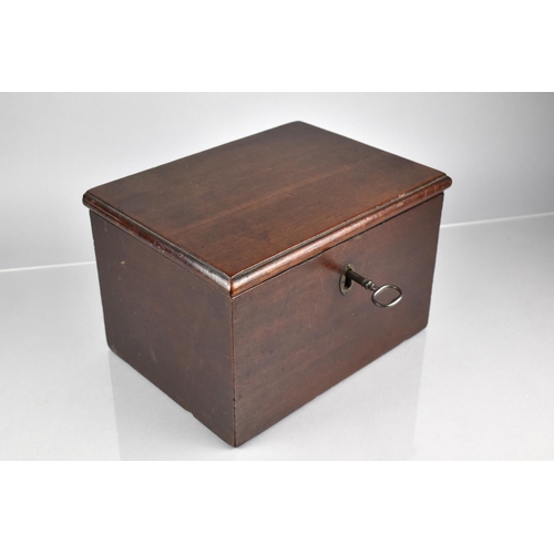 23 - An Early 19th Century Mahogany Box with Hinged Lid with Original Lock and Key, 30x22x19cm High