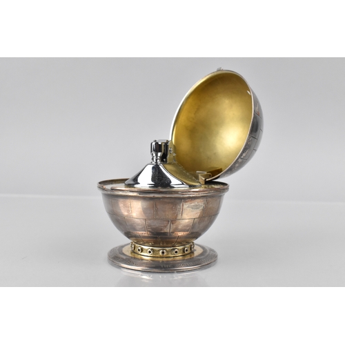 20 - A Mid 20th Century Silver Plated Desktop Lighter in the Form of a Globe, made for the opening of the... 