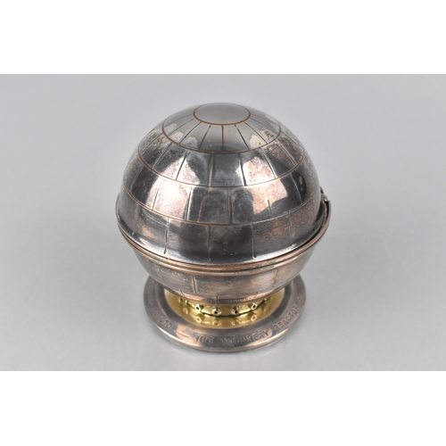 20 - A Mid 20th Century Silver Plated Desktop Lighter in the Form of a Globe, made for the opening of the... 