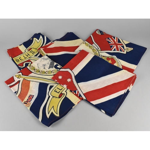 103 - Five Elizabeth II Commemorative Coronation Printed Cloth Flags