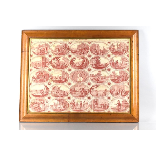 152 - A Maple Framed C.1800-1810 Printed Linen Panel 