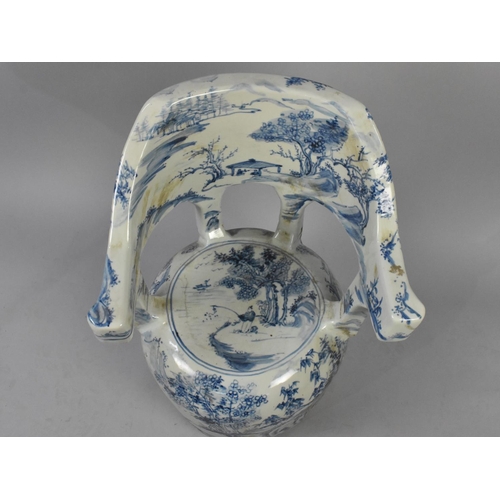 238 - A Large Reproduction Chinese Blue and White Glazed Ceramic Armchair Seat