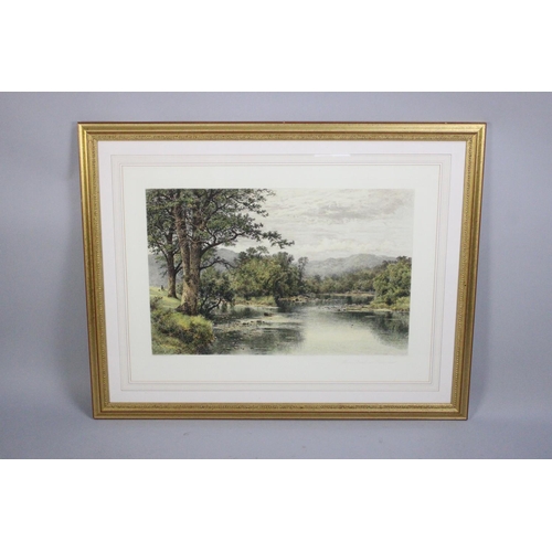 299 - A Large Gilt Framed Print, Where Brook and River Meet After the Original by BW Leader 1899 and Engra... 