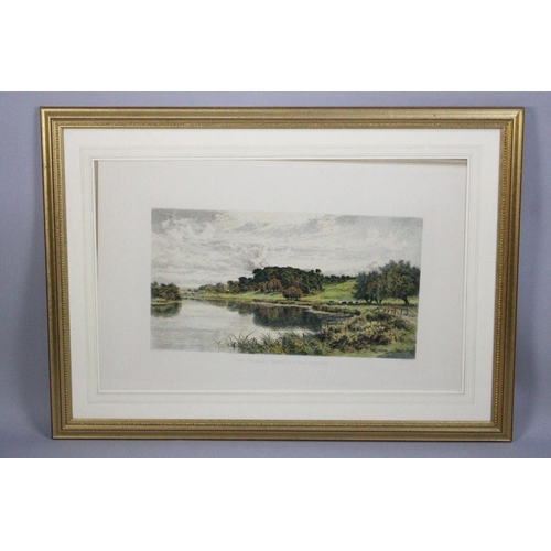 307 - A Framed Print of a Coloured Engraving, The Wooded Banks of the Thames after the Original by BW Lead... 