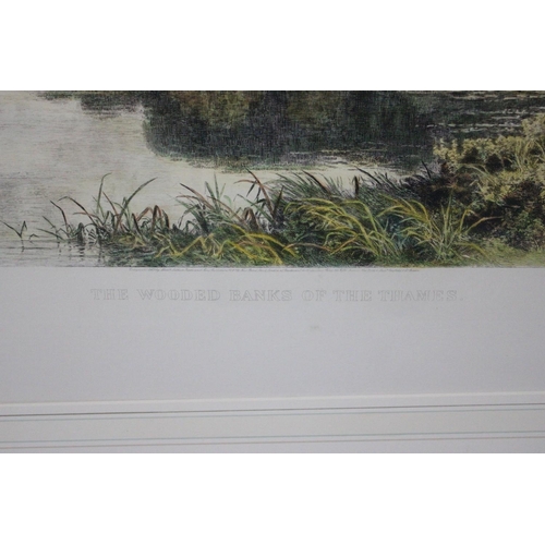 307 - A Framed Print of a Coloured Engraving, The Wooded Banks of the Thames after the Original by BW Lead... 