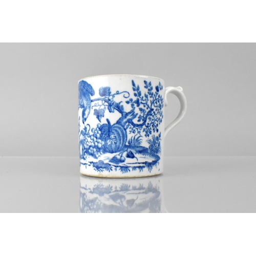 362 - A 19th Century Blue and White Tankard with Parrot Pecking Fruit Pattern Decoration, 8cm high