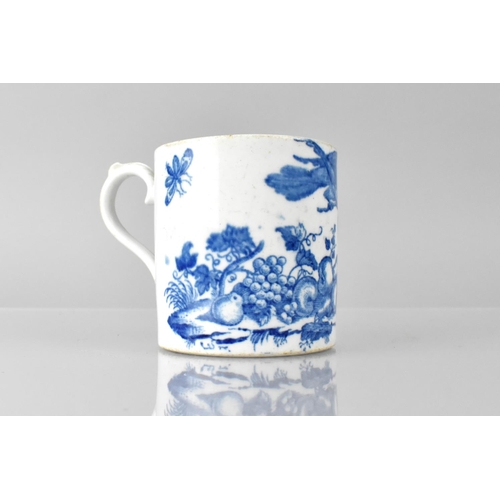 362 - A 19th Century Blue and White Tankard with Parrot Pecking Fruit Pattern Decoration, 8cm high