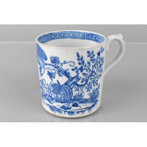 362 - A 19th Century Blue and White Tankard with Parrot Pecking Fruit Pattern Decoration, 8cm high