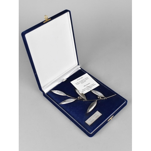 393 - A Cased Sterling Silver Metaxa Olive Branch, Reward of Olympic Games Symbol of Peace and Friendship