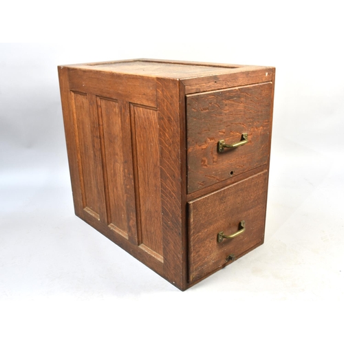 117 - An Early 20th Century Oak Two Drawer Filing Cabinet, Panelled Sides and Top, 40x69x62.5ms