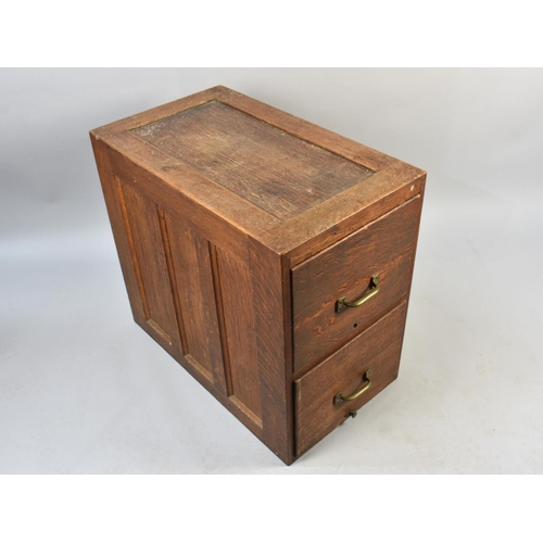 117 - An Early 20th Century Oak Two Drawer Filing Cabinet, Panelled Sides and Top, 40x69x62.5ms