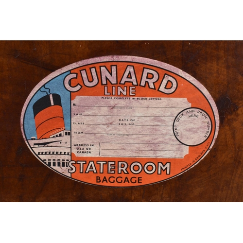 142 - A Vintage Leather Travelling Case with Cunard Baggage Sticker and Tag for Cunard White Star to Europ... 