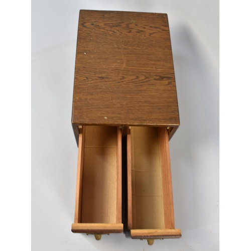 144 - An Early 20th Century Oak Two Drawer Card Index File, 28.5cms by 20cms High