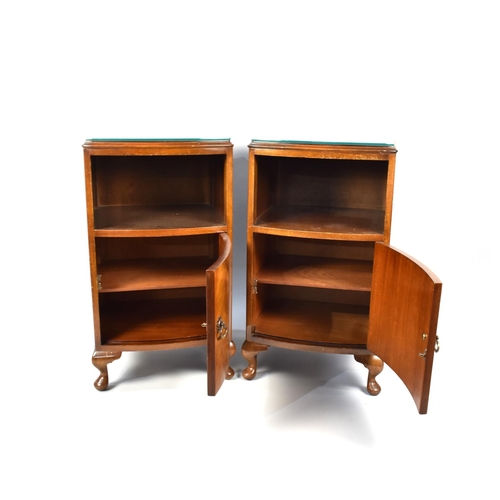 151 - A Pair of Mahogany Bedside Cabinets with Bottom Drawer and Open Top Store on Short Cabriole Supports... 