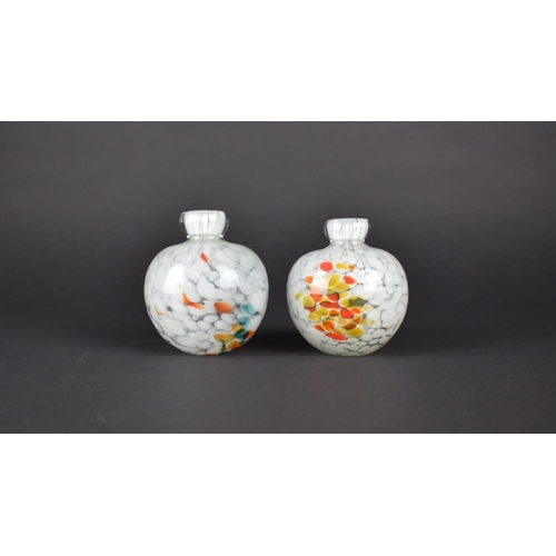 163 - A Pair of Mdina Glass Vases of Globular Bottle form, 9cms High