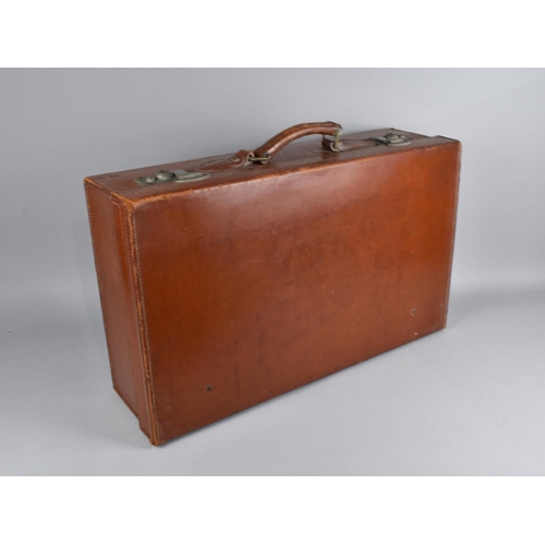 224 - A Vintage Leather Travelling Case Monogrammed TFG, 60cms Wide