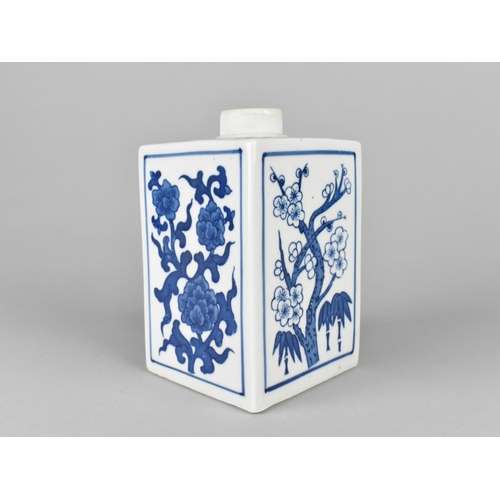 257 - A Chinese Blue and White Tea Caddy of Square Form