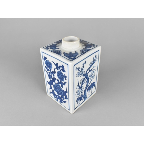 257 - A Chinese Blue and White Tea Caddy of Square Form