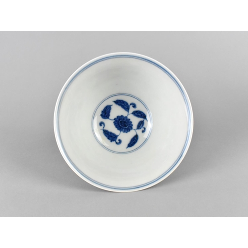 258 - A Chinese Porcelain Blue and White Stem Cup Decorated with Floral Design, 6 Character Ming Dynasty M... 