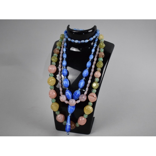 264 - A Collection of Five Vintage Satin Style Glass Necklaces