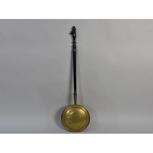 294 - A Late 19th Century Bed Warming Pan with Turned Wooden Handle