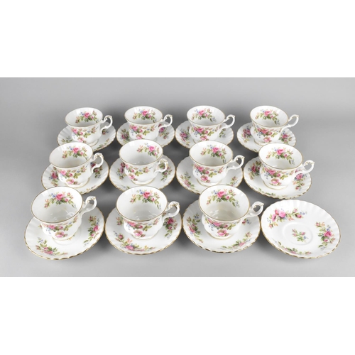 295 - A Royal Albert 'Moss Rose' Tea Set to Comprise Twelve Saucers and Eleven Cups