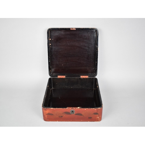 30 - An Early/ Mid 20th Century Japanese Lacquered Box, Birds in Flight Decorated and Mountain Scene, 17.... 