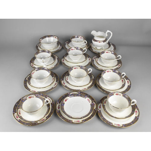 301 - An Early/Mid 20th Century Aynsley Tea Set Decorated with Blue Paisley and Floral Inset Trim and Gilt... 