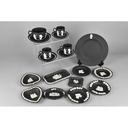 316 - A Collection of Wedgwood Black Jasperware to Comprise Coffee Cans and Saucers, Tea Cup and Saucer, P... 