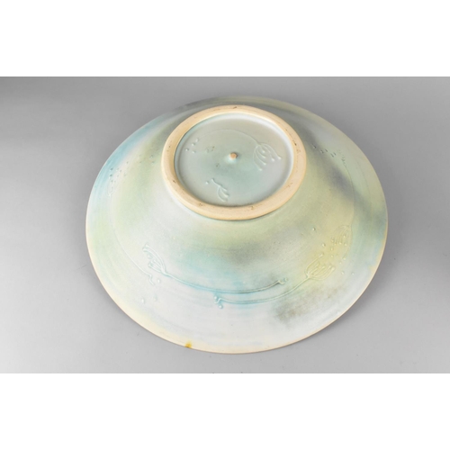 335 - A Large Studio Pottery Glazed Bowl, 39cm Diameter Together with a Similar Mottled Glazed Ewer, 18cm ... 