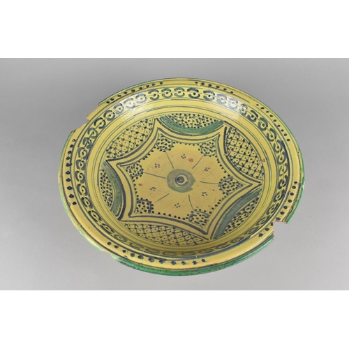 339 - An Early 20th Century Israeli Glazed Pottery Charger, 25.5cms Diameter, Condition Issues