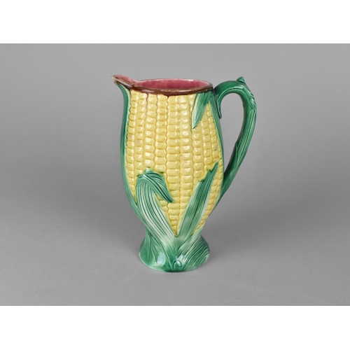 372 - A 19th Century Majolica Sweetcorn Jug, 17cms High (Condition Issues)