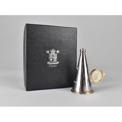 390 - A Boxed Silver Commemorative Candle Snuffer with Queen Elizabeth II Coin, Birmingham Hallmark