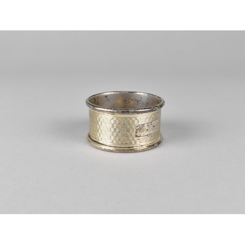 391 - A Silver Napkin Ring with Engine Turned Engine Decoration, Sheffield Hallmark