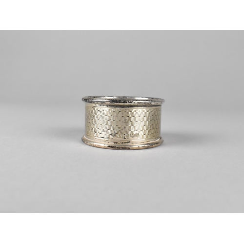 391 - A Silver Napkin Ring with Engine Turned Engine Decoration, Sheffield Hallmark