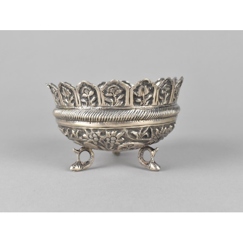 395 - An Indian White Metal Dish with Repousse Decoration Detailing Elephants, Tigers and Other Animals in... 