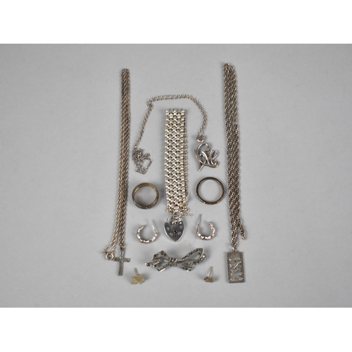 411 - A Collection of Silver and White Metal Jewellery to Comprise Chains, Locket, Pendants, Ring etc