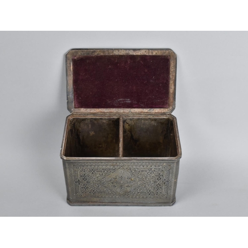 44 - A Late Victorian/Edwardian Silver Plated Tea Caddy by James Dixon and Sons, Rectangular Canted Form ... 